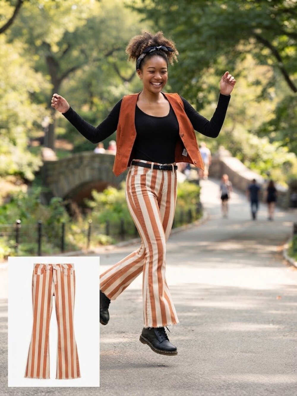 Altered State | Orange & White Striped Raw Hem Flare Pants - Size 5